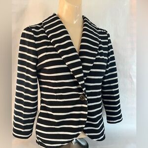 Black White Stripe Lace Back Blazer Stretch S Small sleeve Love on a Hanger